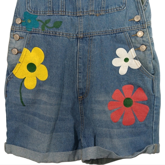MISSLOOK Short Bib Overalls Floral Print SZ Medium - Picture 2 of 9